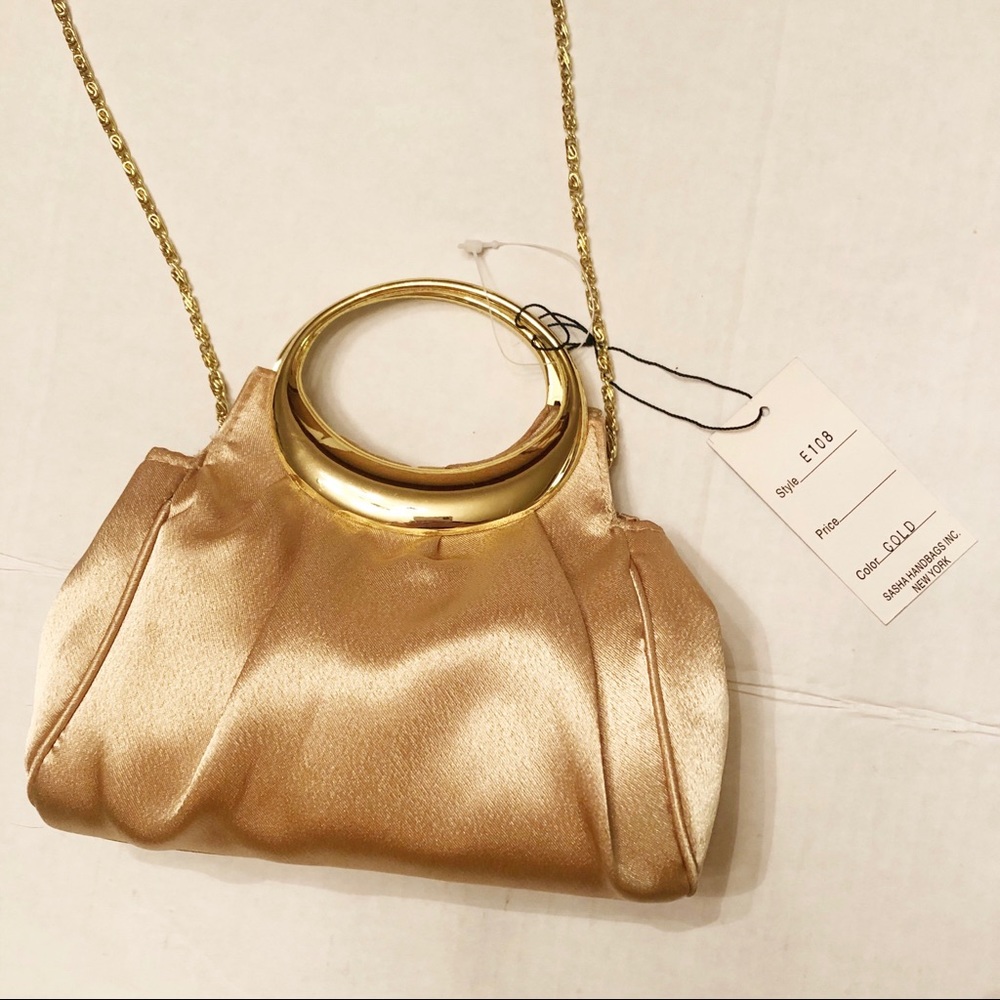NWT Sasha Gold Handbag with Gold Chain